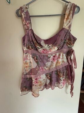 Cider Lavender Floral Sleeveless Wrap Camisole